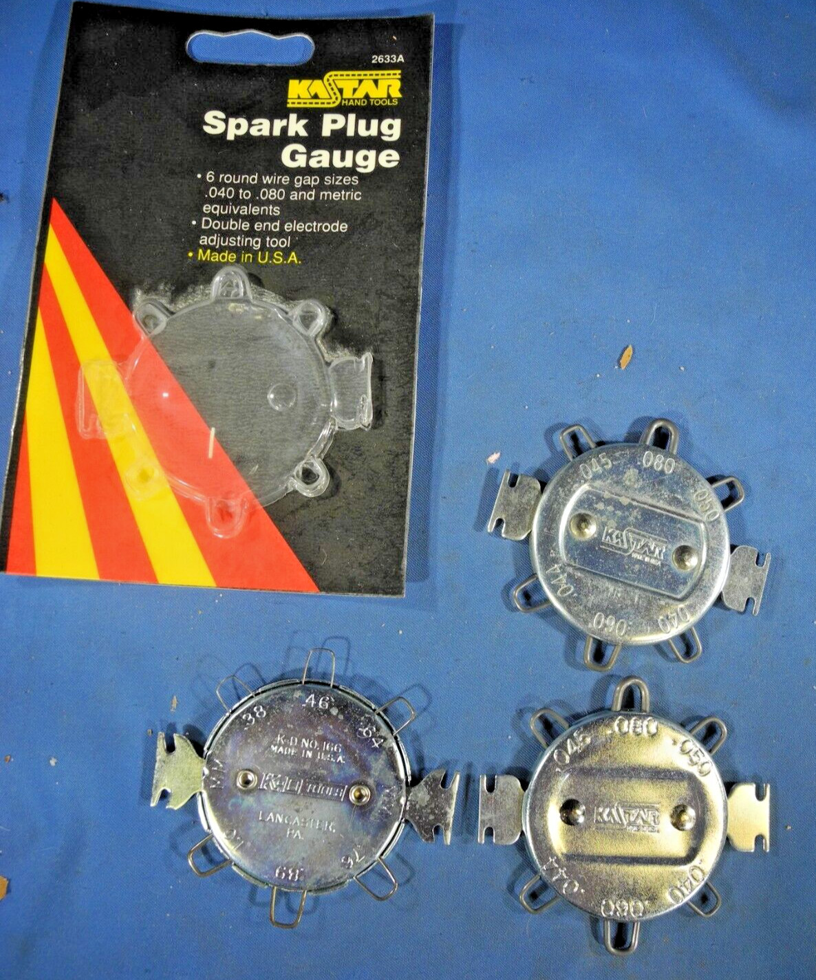 (3) Spark Plug Gauge .040 to .080 and Metric Equivalents KaStar 2633A (Free Ship