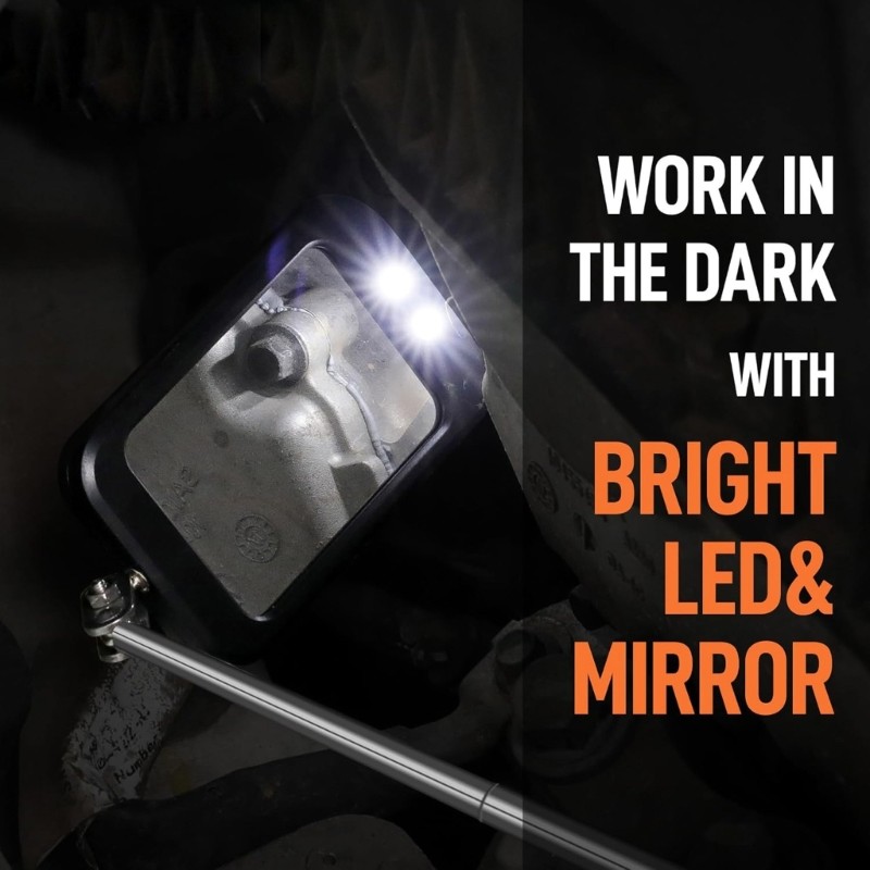 5Pcs Car Inspection Mirror Set With Telescopic Handle And LED Light Design