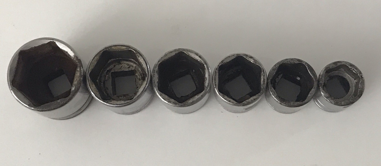 6 Piece 1/2’-7/8” Snap-on Sockets 6pt fs281 fs241 fs221 fs201 fs181 fs161 READ