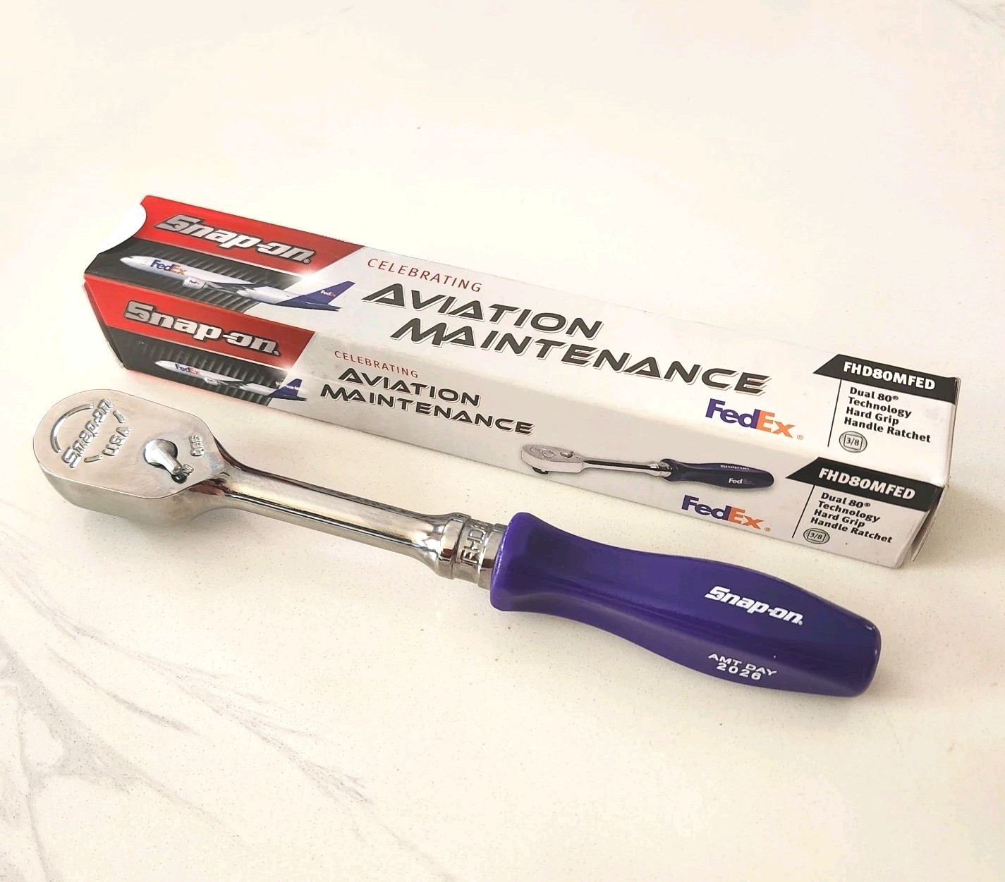 Snap-On Tools FHD80MFED Rare Aviation Maintenance 3/8″ Dr Fedex Purple Handle