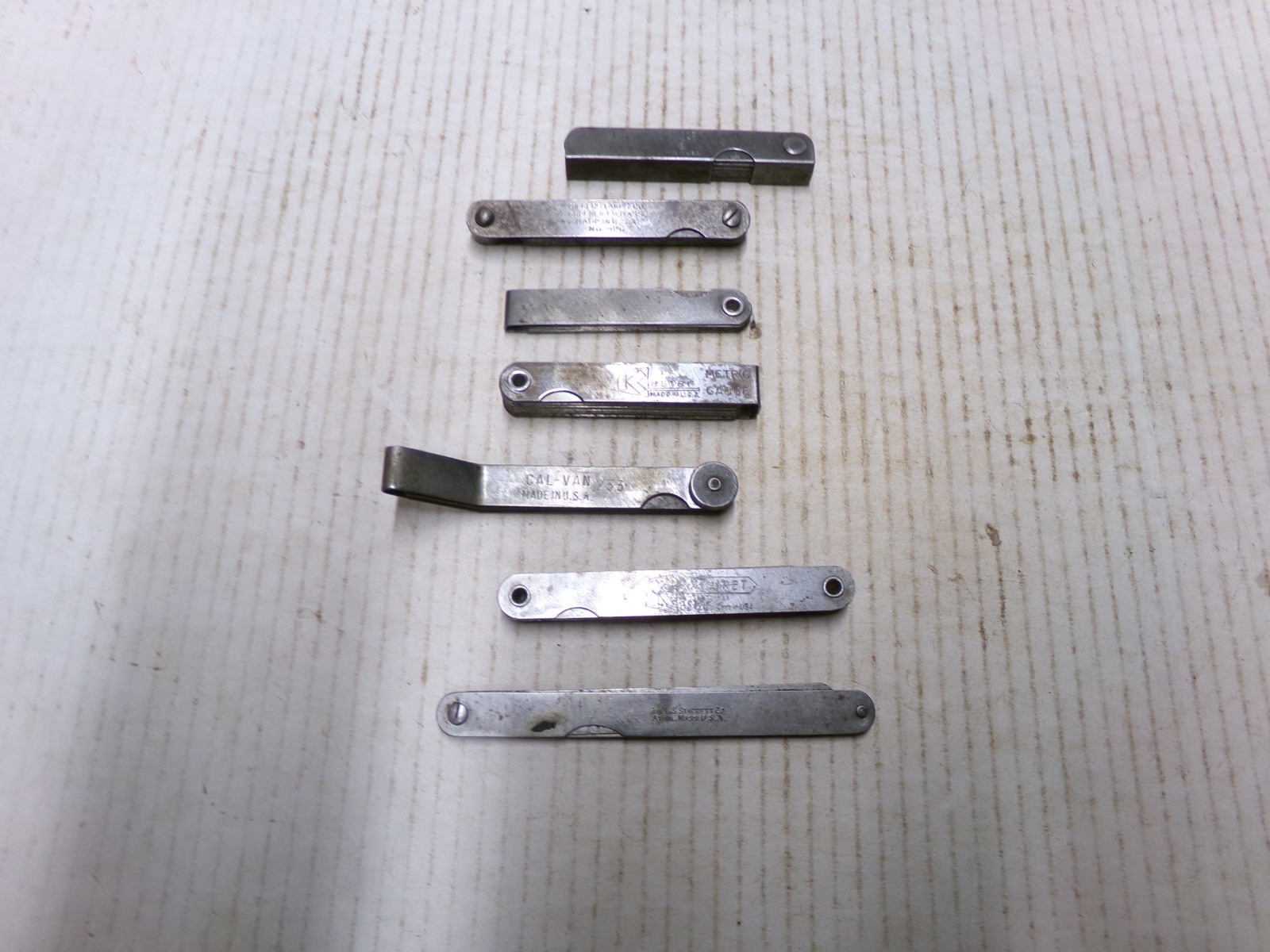 Lot of 7 Feeler Gauges Starrett Millers Falls Dunlap Cal-Van Kastar
