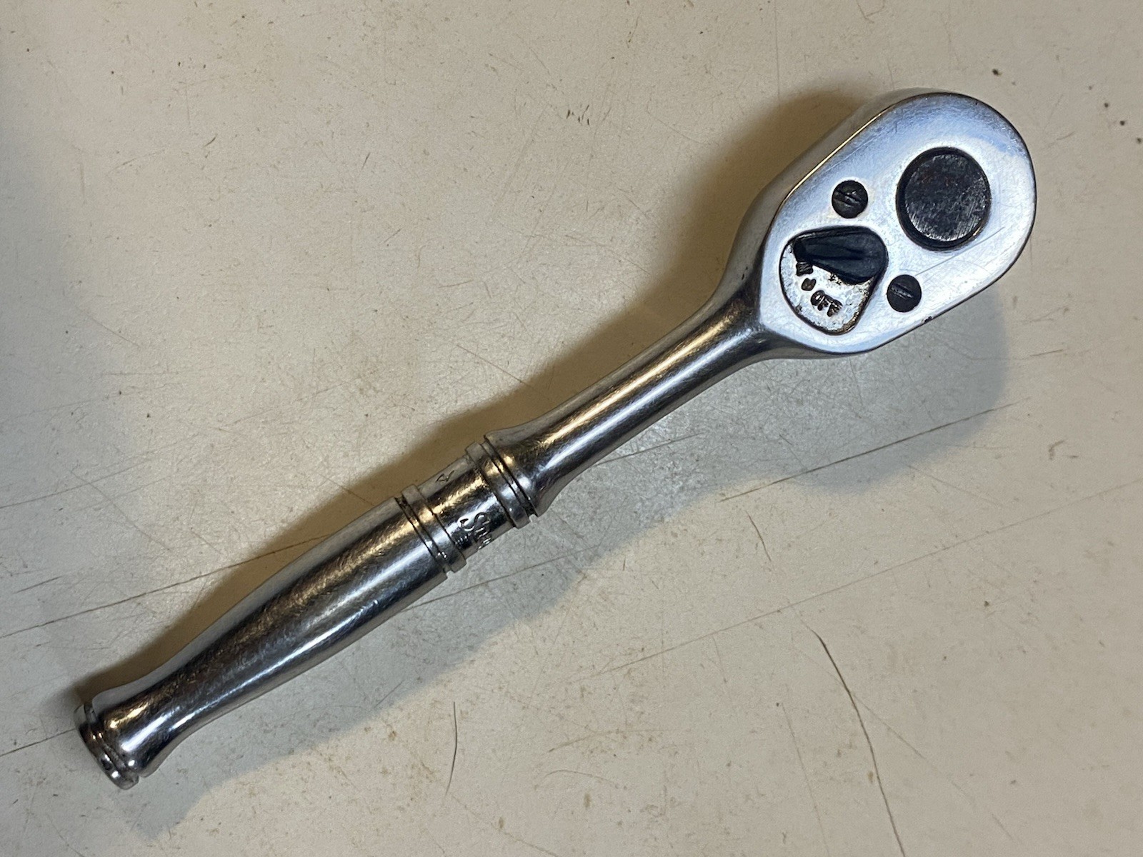 Snap On Tool 1/4” Drive Chrome Stubby 5 5/16” Short Ratchet TM 70B Made In USA