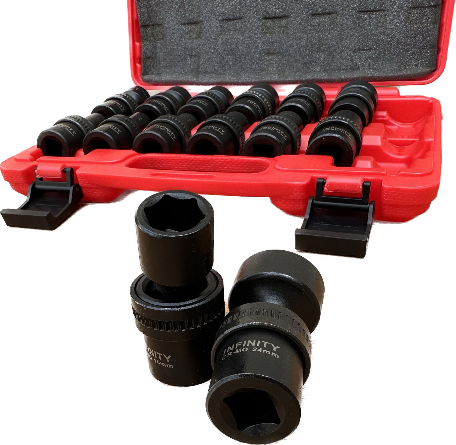 14pc 1 /2″ Dr. 10-24mm Swivel Shallow Universal Impact Socket Set 6pts Cr-MO