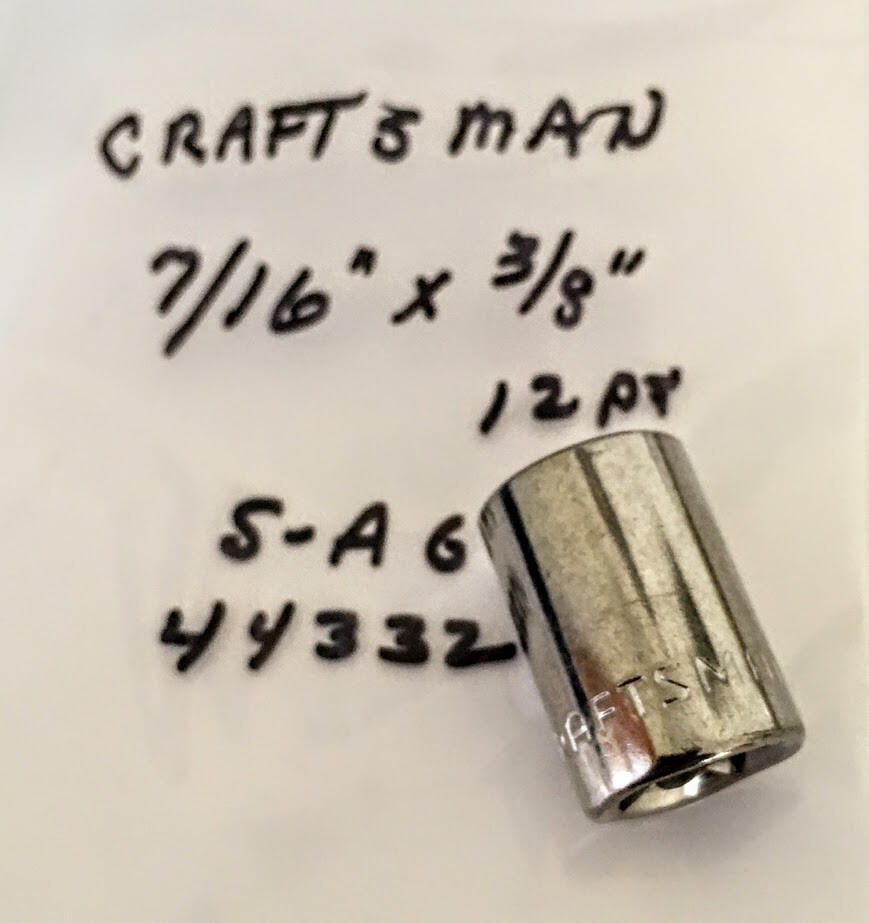 Craftsman 7/16″ x 3/8″ Dr Socket S-AG 44332 – 12 Pt – Free USA Shipping