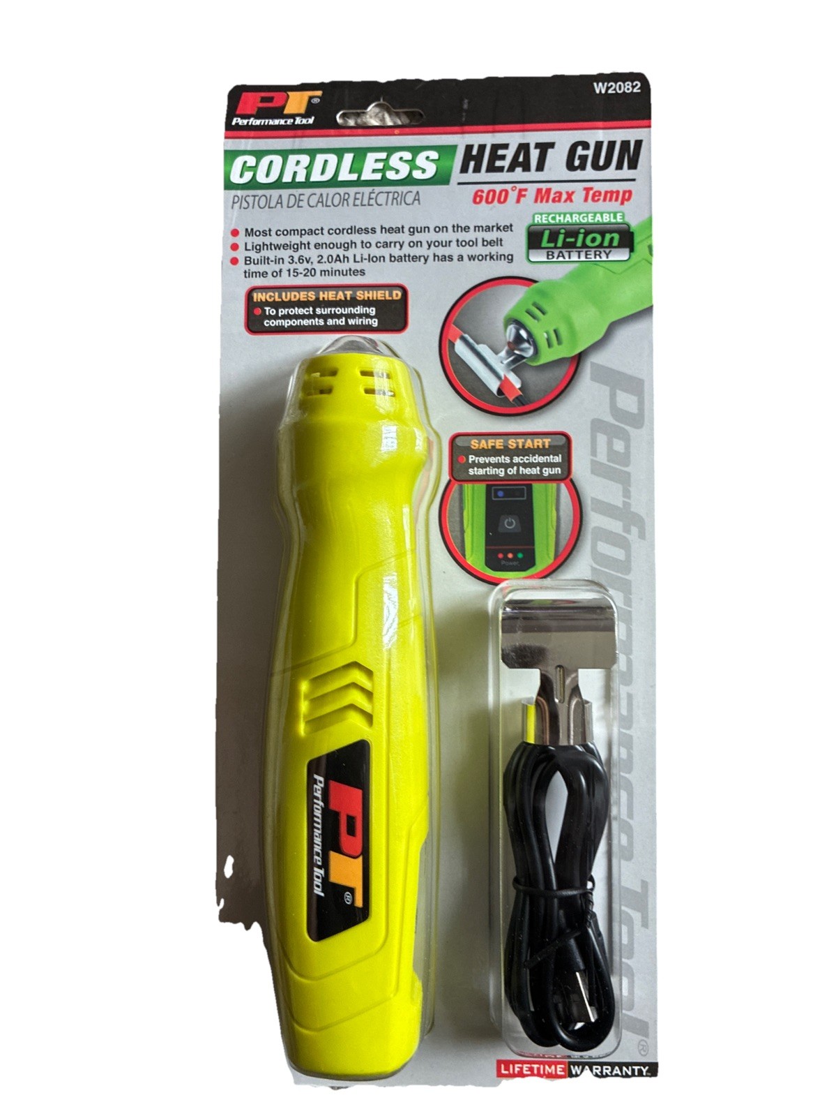 New Performance Tool Rechargeable Mini Heat Gun 600 Degree Temp w/Shield #W2082