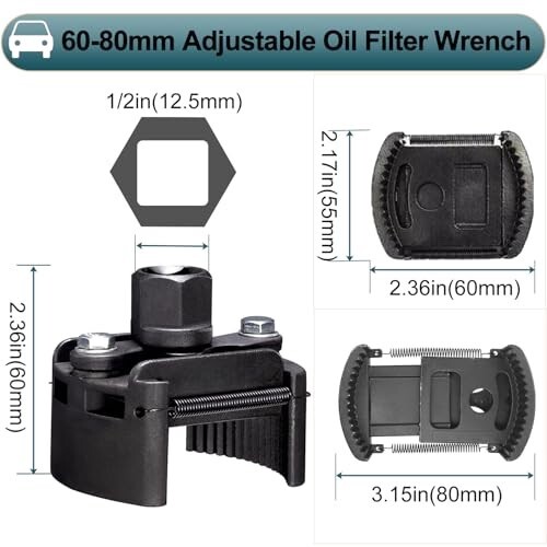 Universal Adjustable Oil Filter Wrench for 60mm – 80mm Removal Tool Cap 1/2″