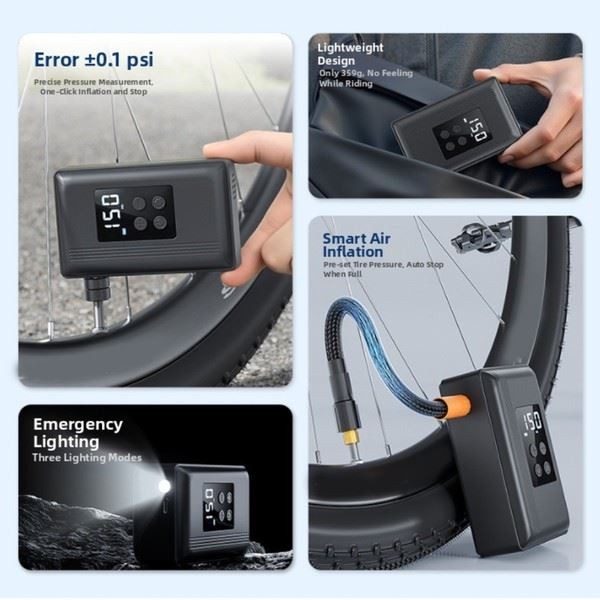 Electric Bike Pump Tire Compressor Lightweight Portable Compact Design