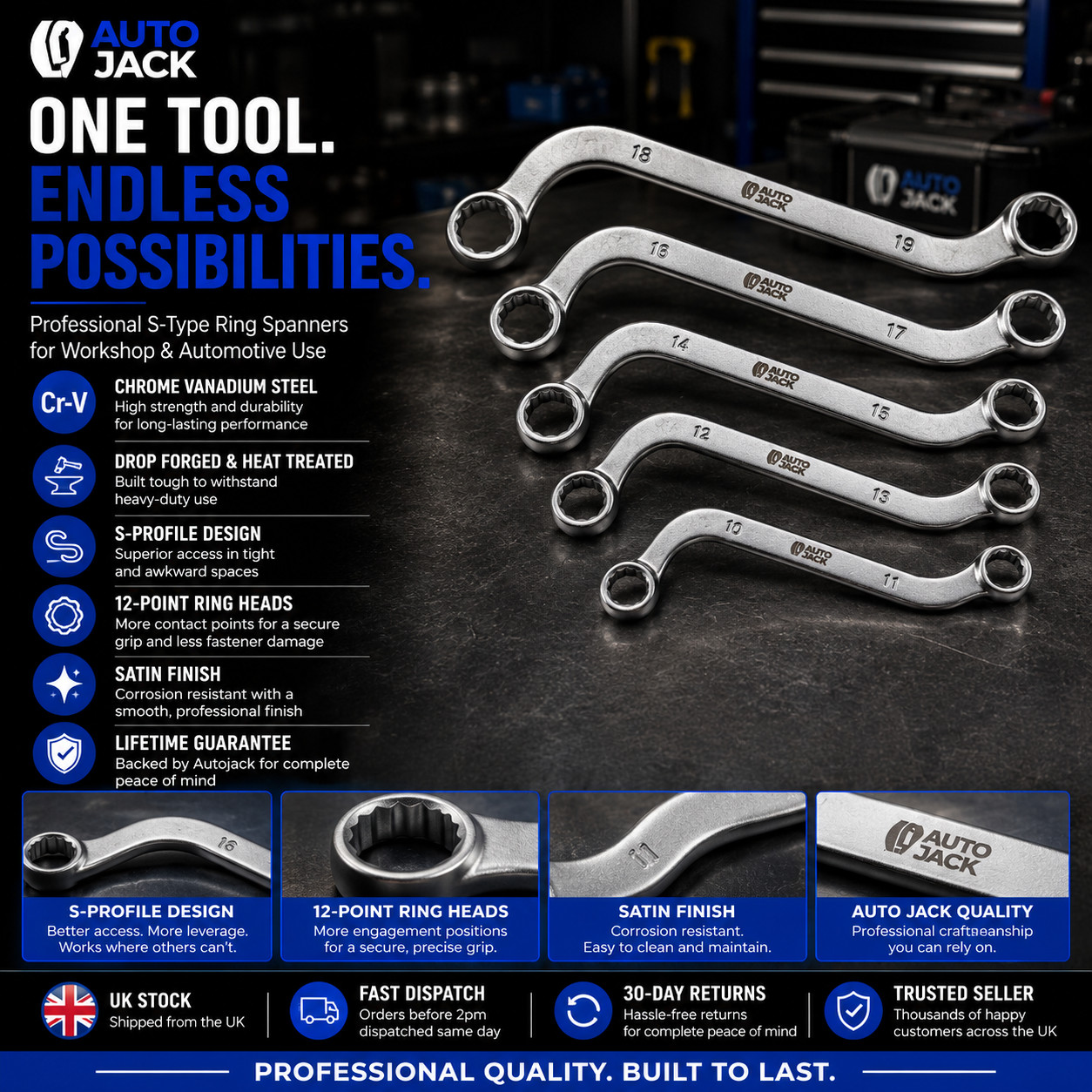 S Spanner Set Obstruction Rings Metric 10 11 12 13 14 15 16 17 18 19mm Autojack