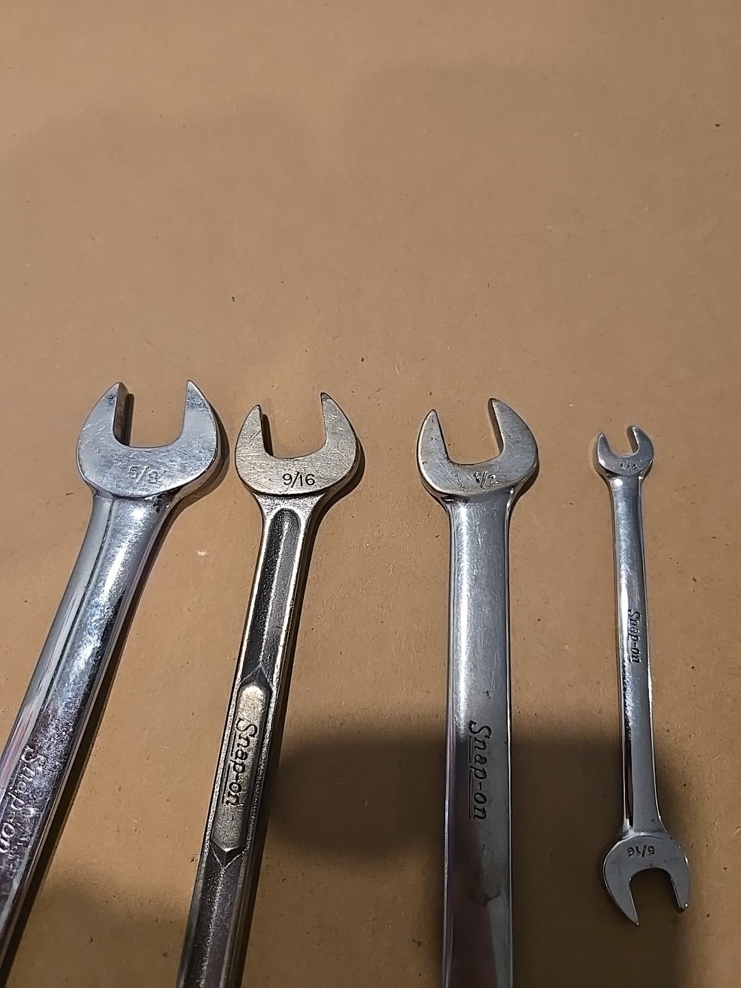 Snap On 1/4″-5/16″,1/2″-9/16″,9/16″-5/8″,5/8″-11/16″ SAE Open End Wrenchs USA