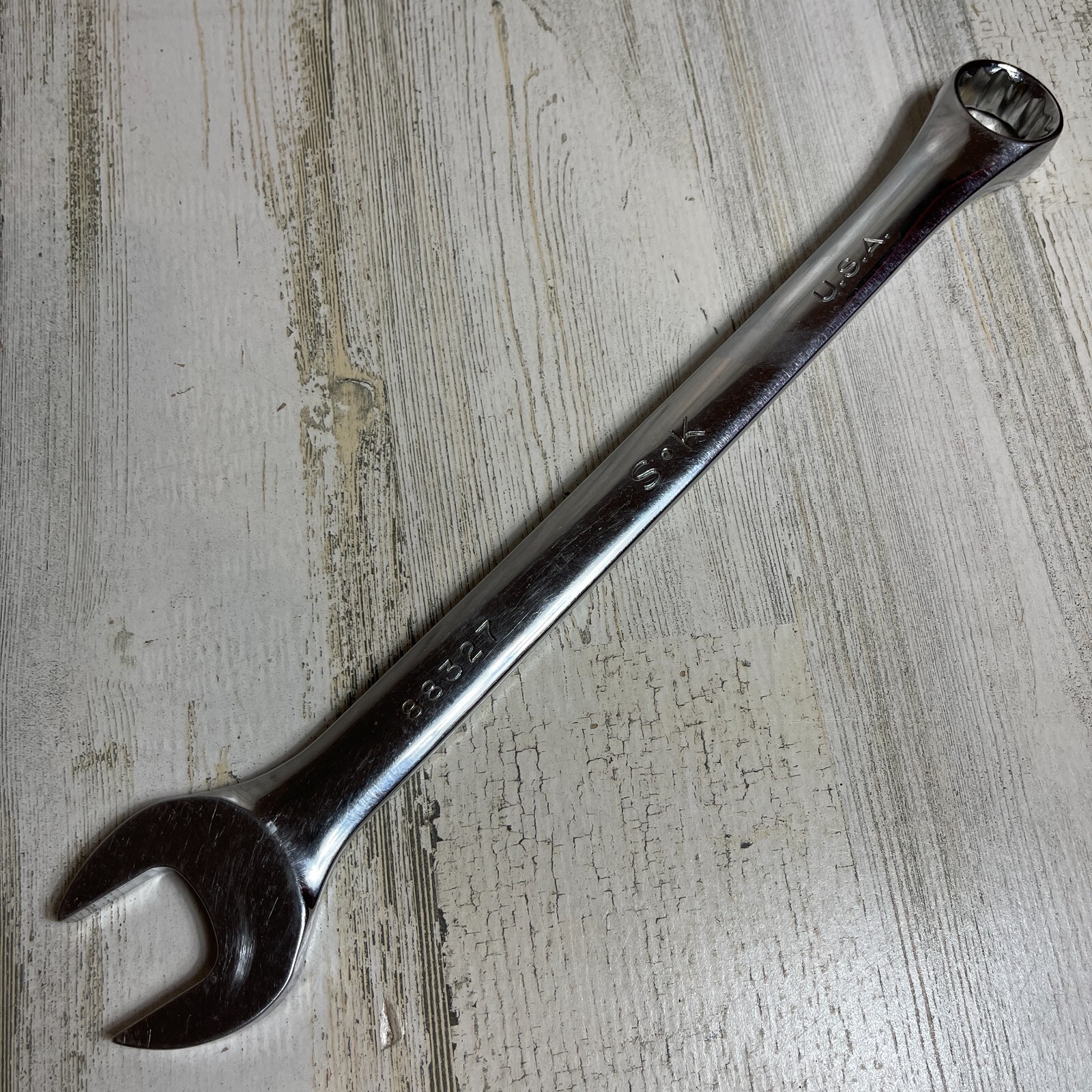88327 S-K Pro Tools 27mm 12pt Metric Regular Combination Chrome Wrench 14.5″L SK