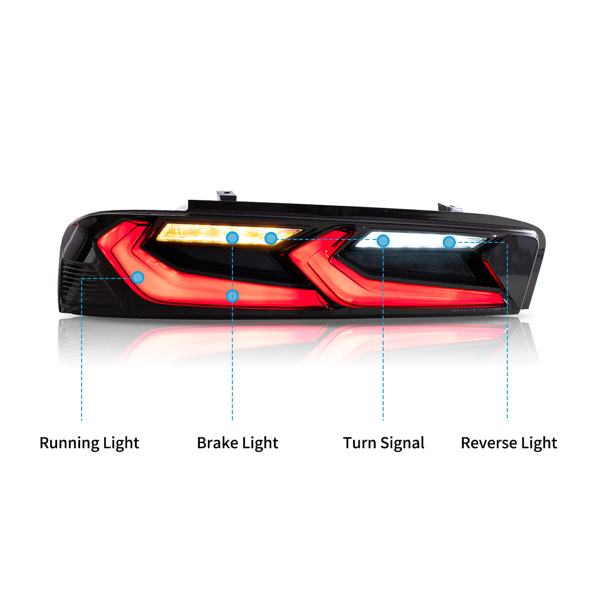 VLAND FULL LED Tail Lights For Chevy Camaro 2016-2018 DRL FULL Smoked Rear Light
