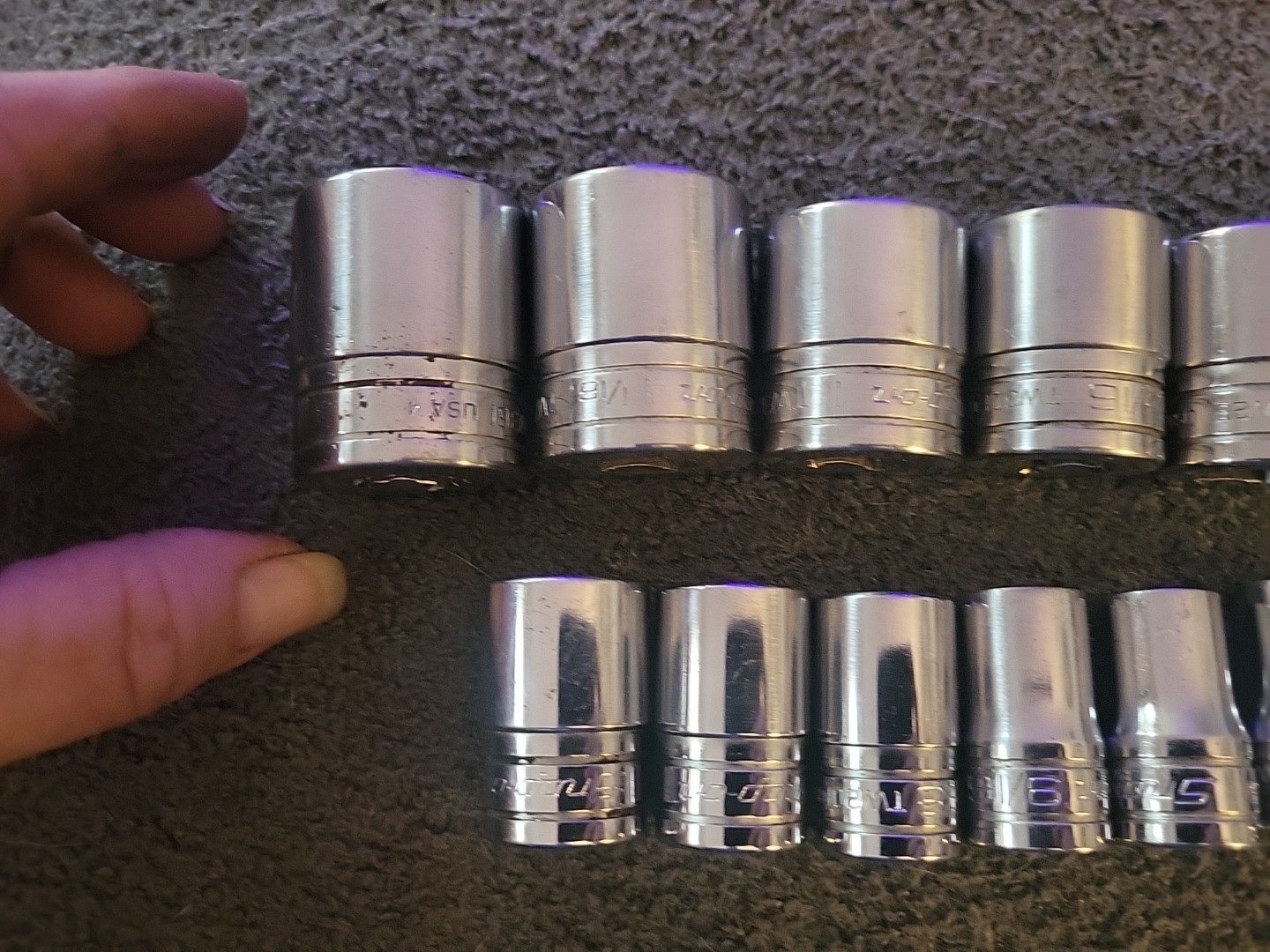 Snap On 13Pc SAE 1/2 Drive Shallow Socket Set 3/8″- 1 1/8″ 6Pt TW121 To TW361