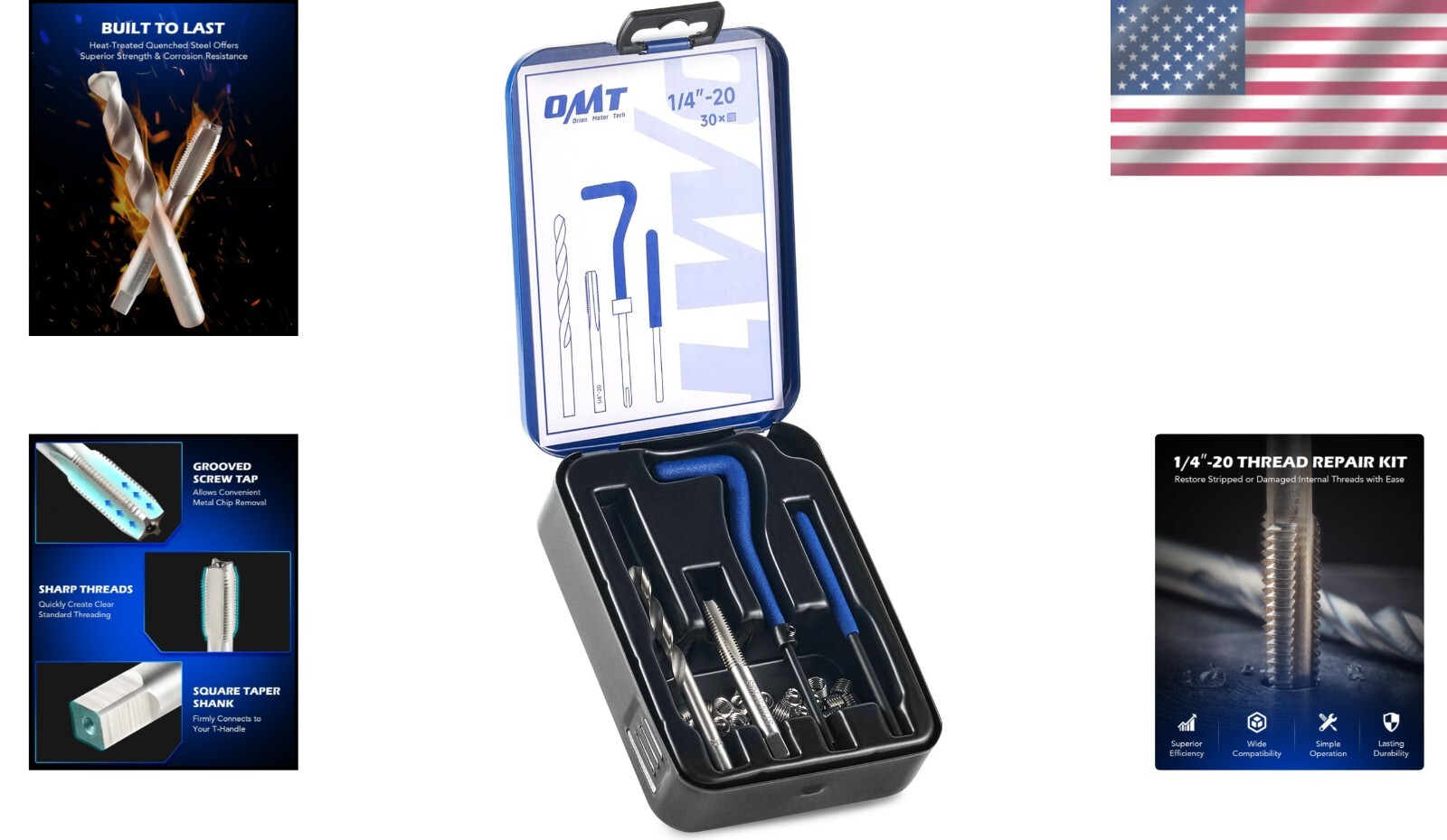 Complete 1/4″-20 Helicoil Thread Repair Kit – 30 Inserts, HSS Drill Bit Included