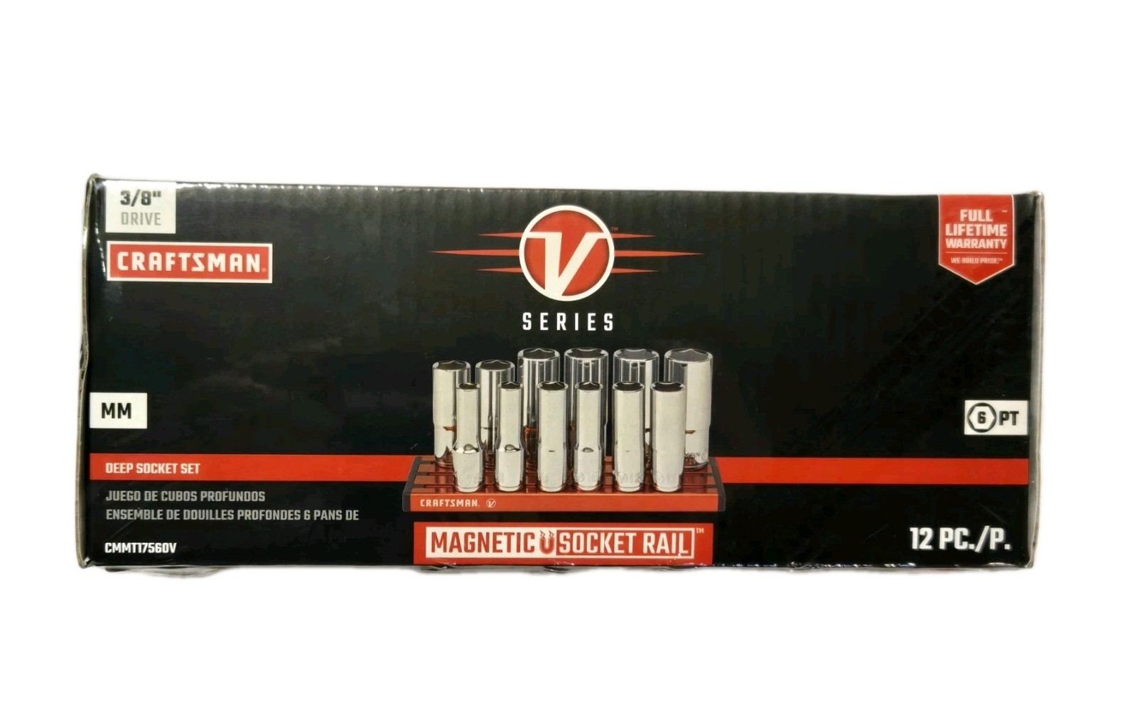 Craftsman V-Series 3/8″ Drive Metric Deep Socket Set 6 Pt 12 Piece CMMT17560V