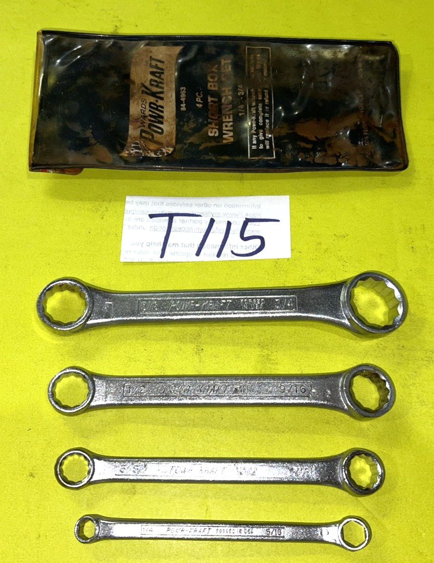 POWR-KRAFT TOOLS VINTAGE 4 PIECE SAE. SHORT BOX-END WRENCH SET 1/4 – 3/4