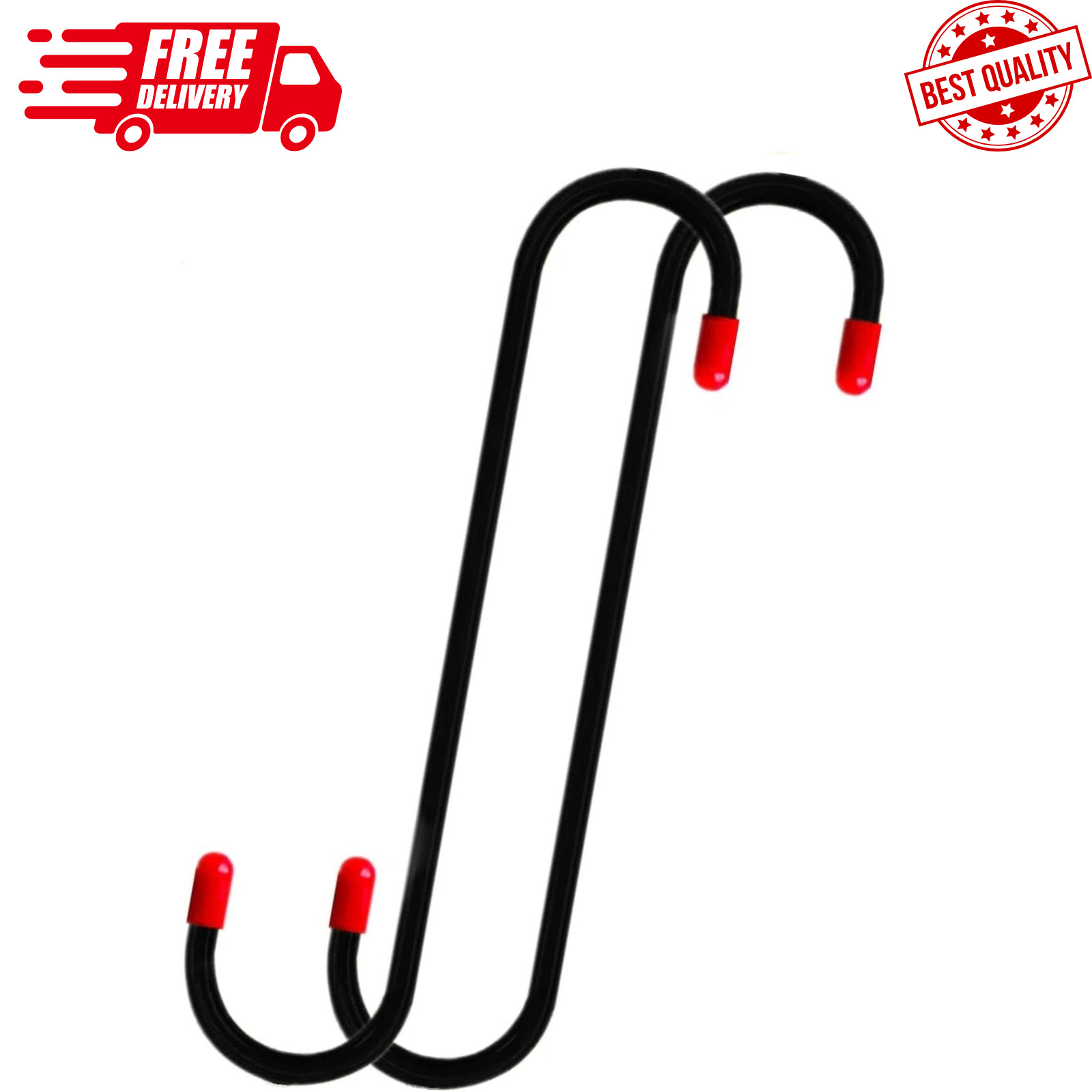 2 PCS Brake Caliper Hanger Hooks with Red Rubber Tips, Auto Black