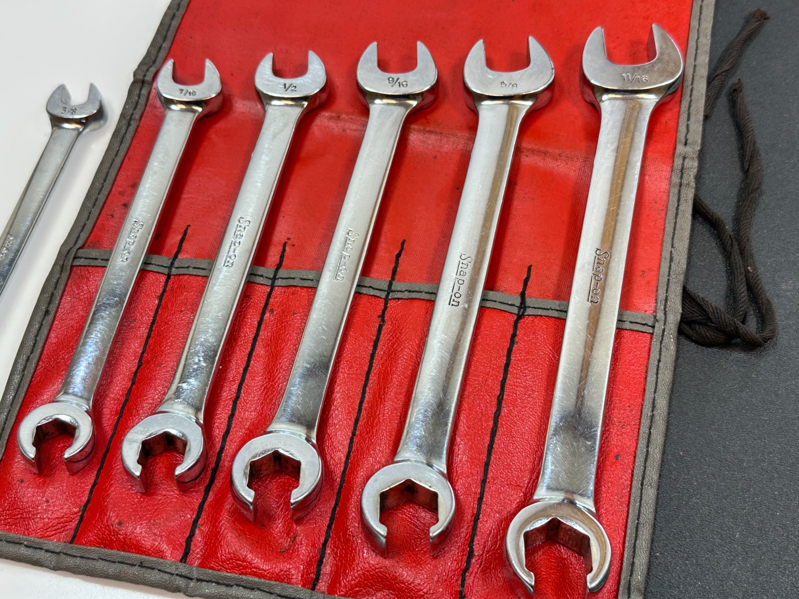 Snap-on Tools USA 6pc SAE 3/8-11/16” Open-End/Flare Nut Wrench Set, C50B RXS605