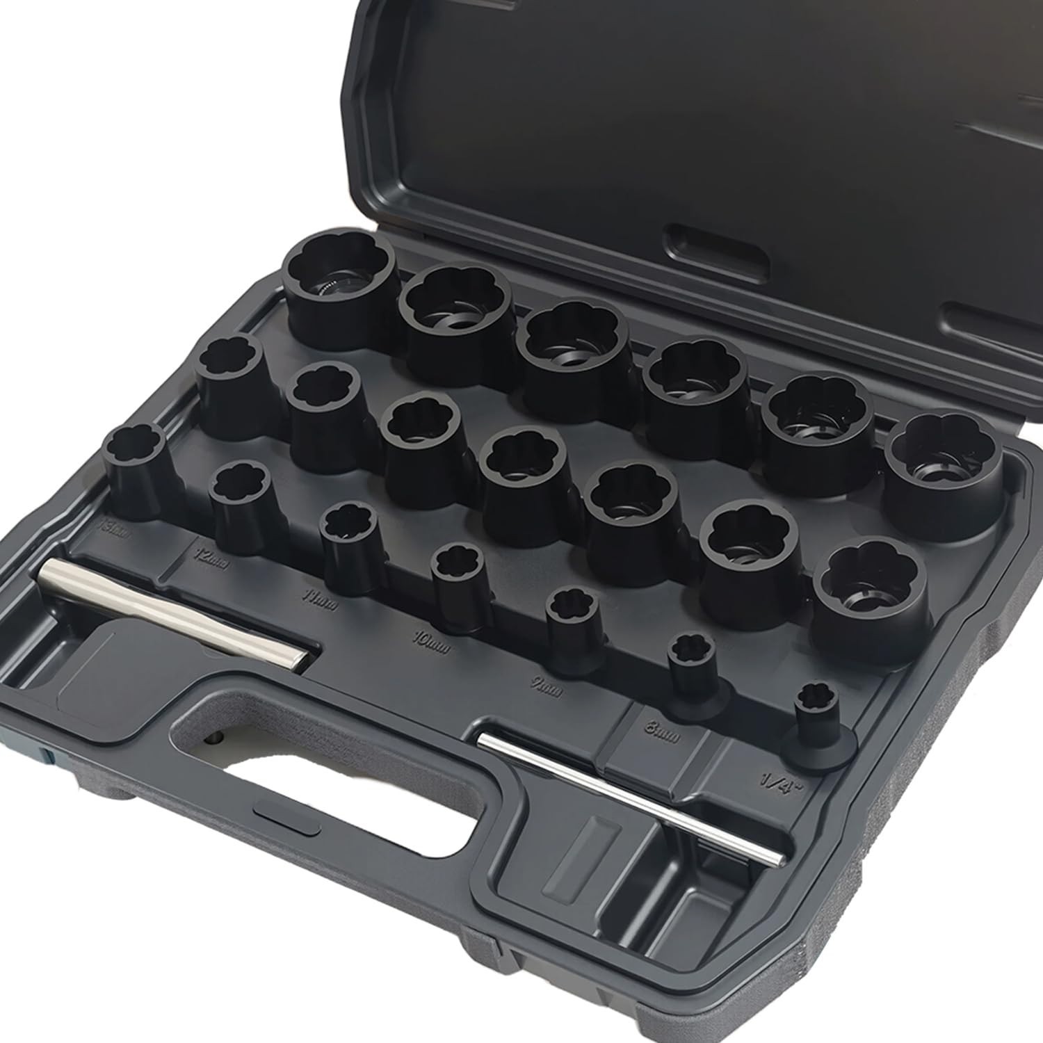 22pcs Metric Bolt Nut Extractor Set 8-27mm Impact Lug Removal Tool Kit for Strip