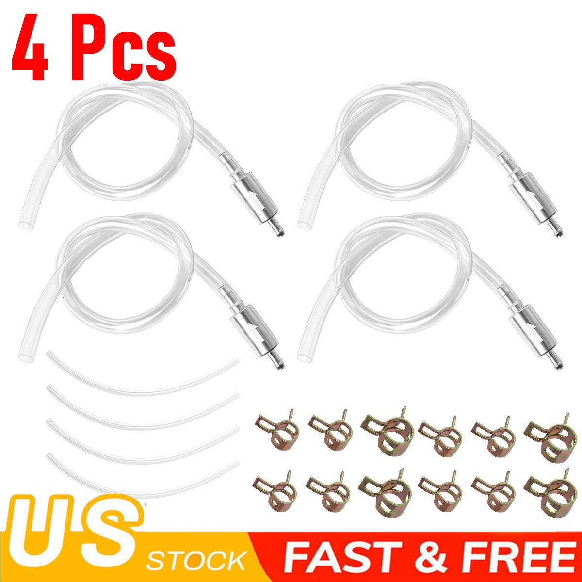 4Pcs Brake Bleeder Hose, One Way Check Valve Tube Bleeding Tool Kit Silver US