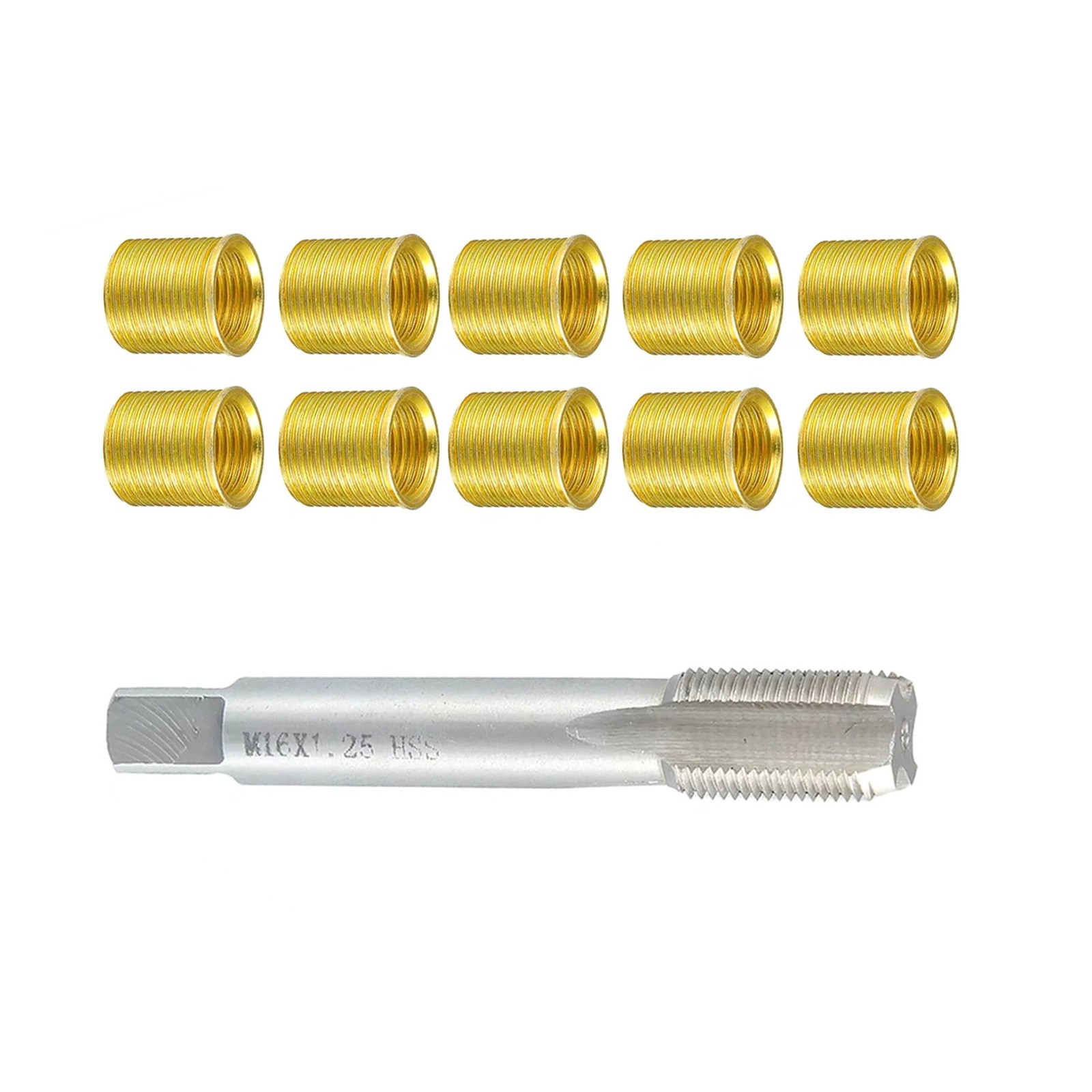 1 Set Spark Plug Thread Repair Tools kit with M14x1.25 Inserts+M16x1.25 Tap