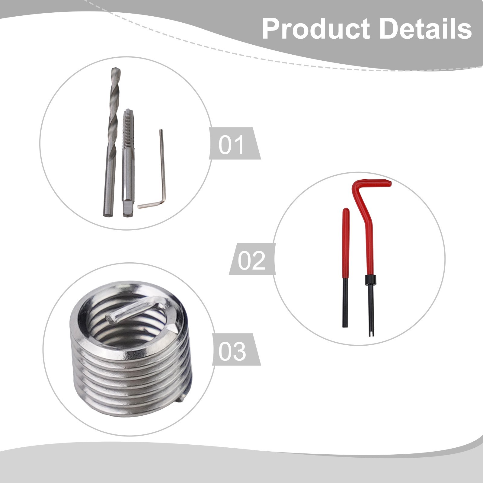 M6 X 1.0 Thread Repair Kit 30 Piece Helicoil Compatible 6mm Damaged Threads