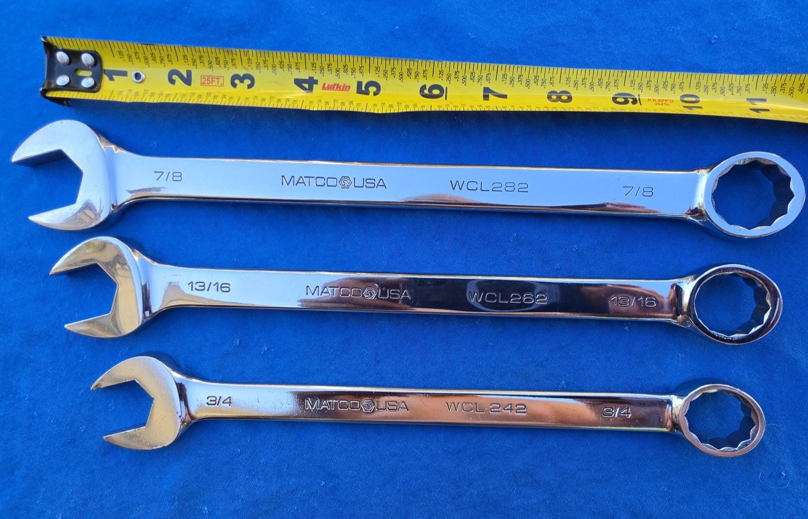 Matco 3 Pc. SAE. Comb. Wrenches 12 Point WCL282 7/8 WCL262 13/16 WCL 242 3/4