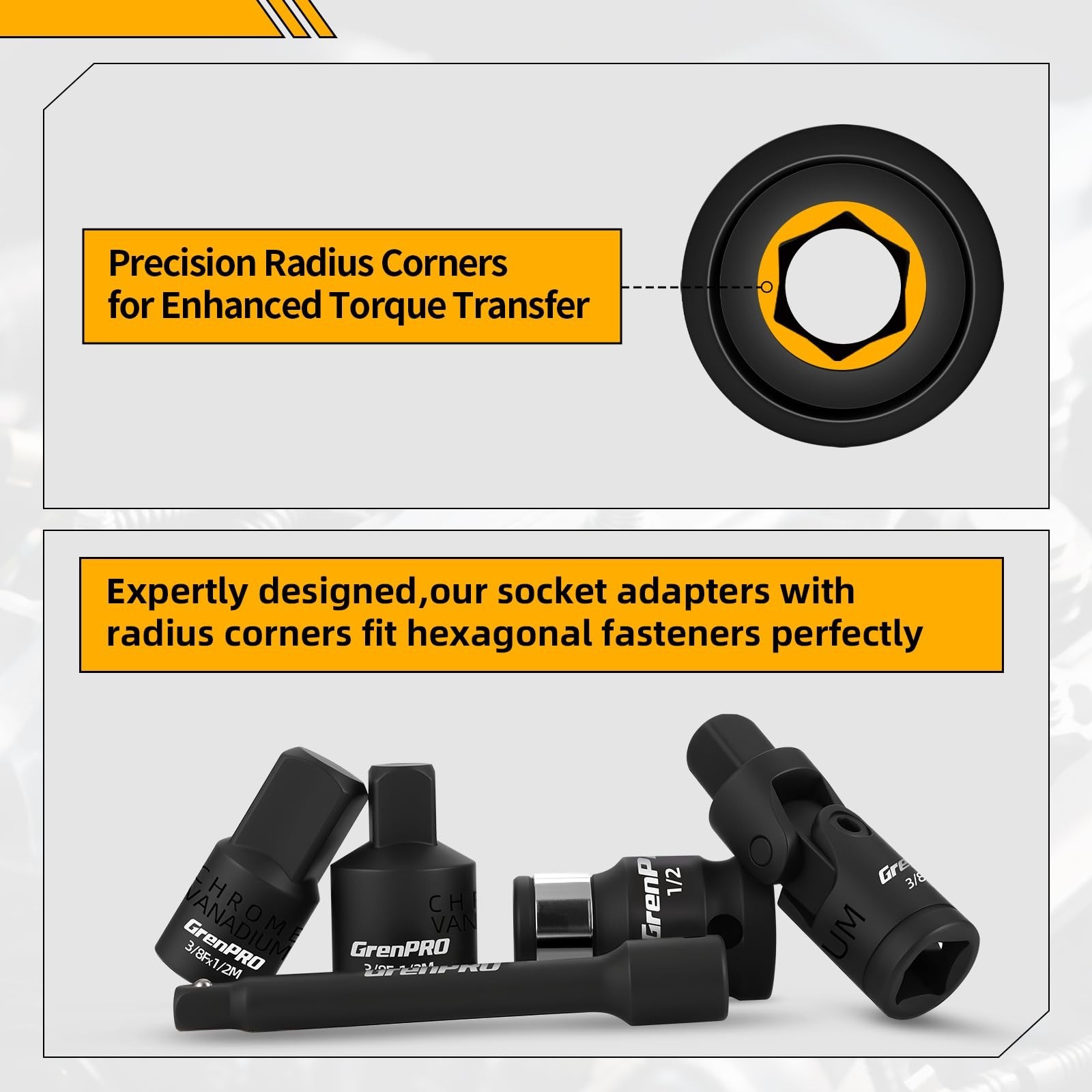 19-Piece Impact Socket Extension Set with Universal Joints & Ratchet Adapters