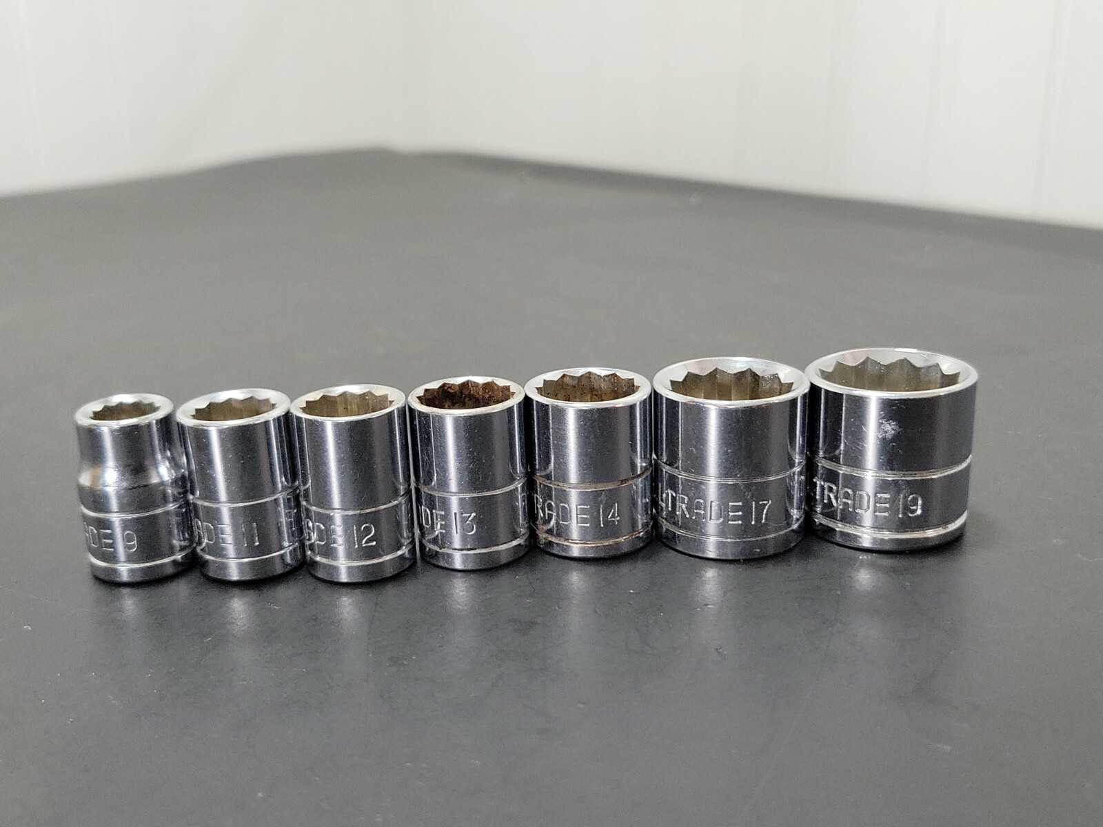 (7) ALLTRADE Shallow Sockets 12mm 13mm 14mm 17mm 19mm Metric 3/8″ Drive 12 Point