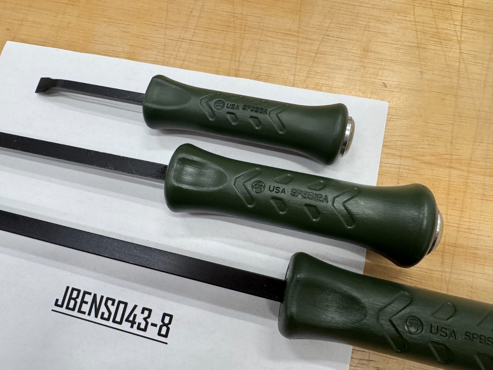 Snap-on Tools USA NEW RARE COMBAT GREEN 3pc Hard Grip Striking Prybar Set