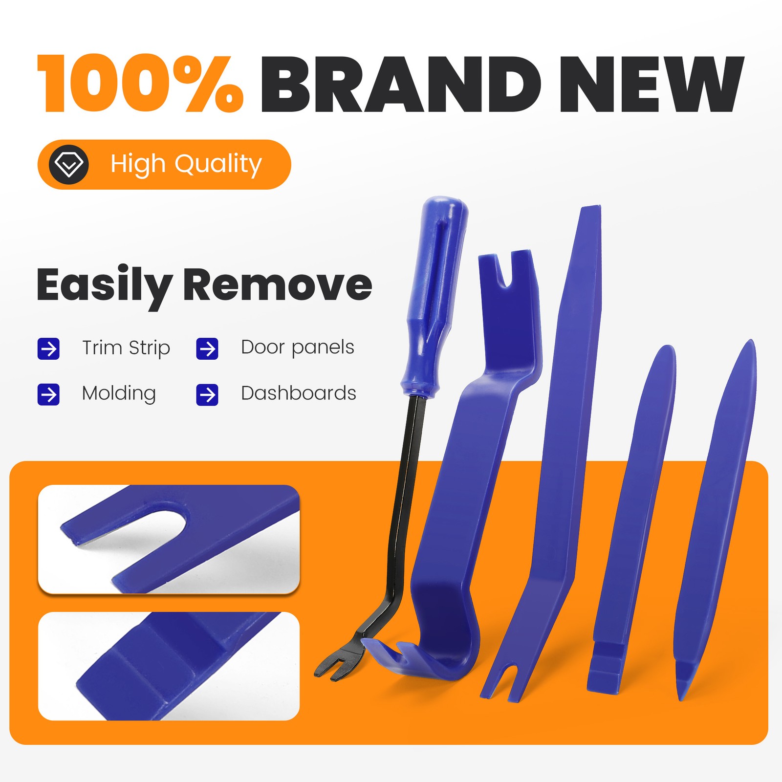 Plastic Trim Removal Pry Tool Set for Car Radio Panel Door Dash Clip Fasteners