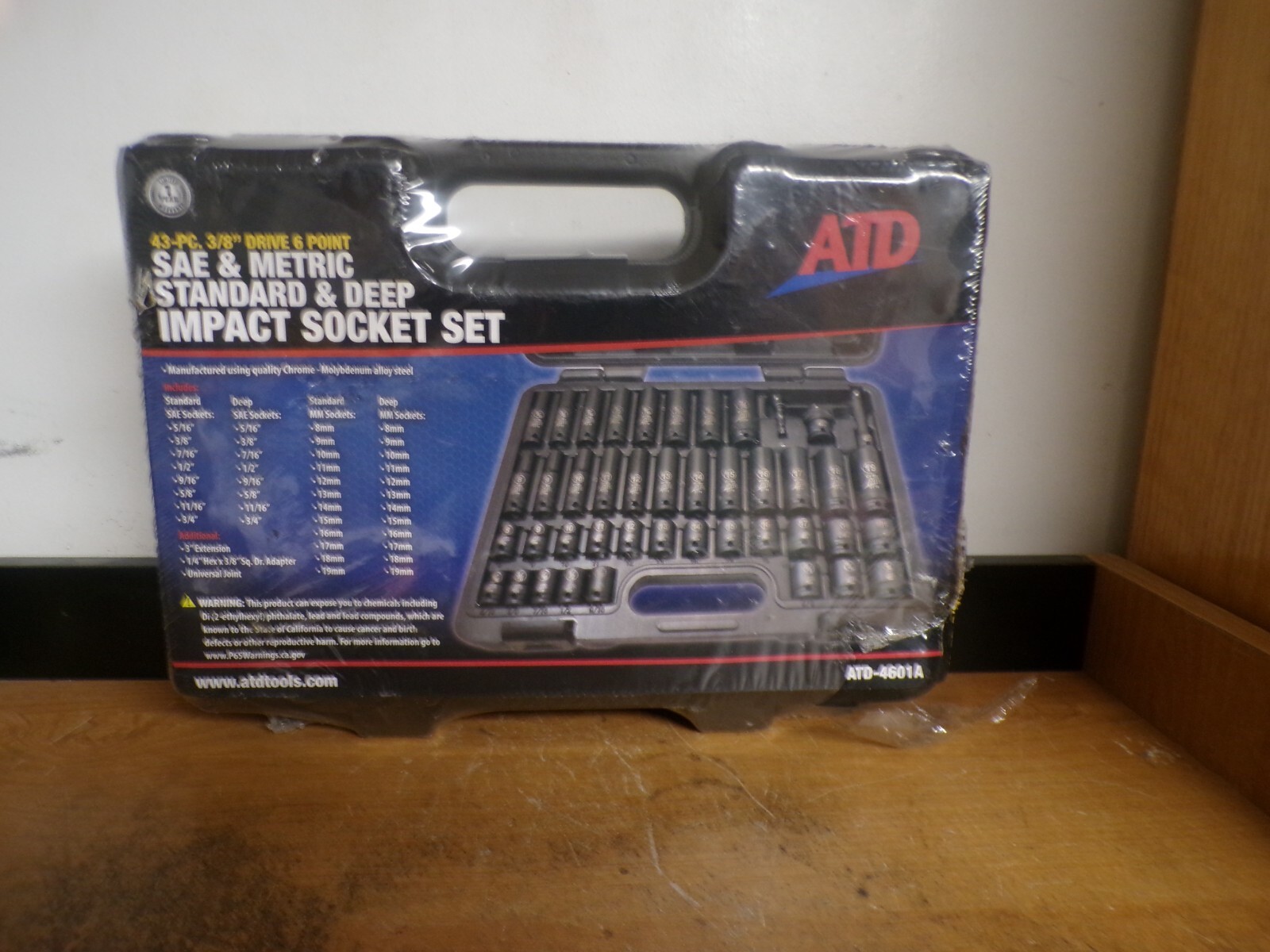 NEW ATD 4601A 43 PC 3/8″ DRIVE STANDARD AND DEEP IMPACT SOCKET SET SAE & METRIC