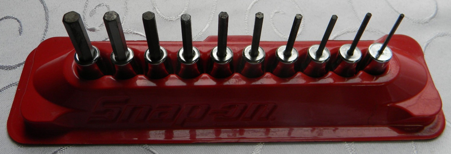 SNAP-ON 1/4″ DR 10PC SAE HEX DRIVER BIT SOCKET SET 1/16″-1/4″ #110ETMAY IN TRAY