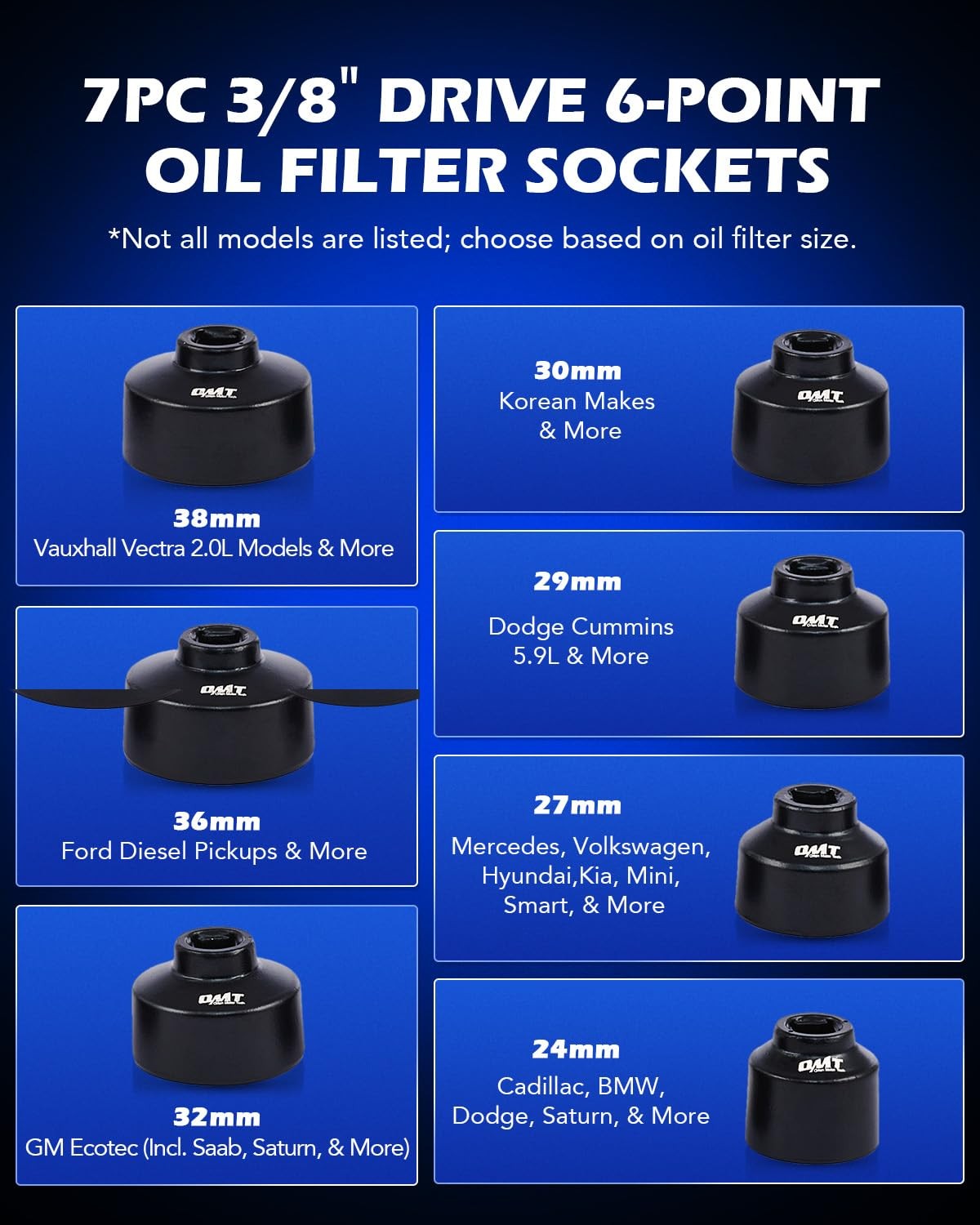 Orion Motor Tech Oil Filter Wrench Set, 10pc Oil Filter Socket Set, 3/8 Drive…