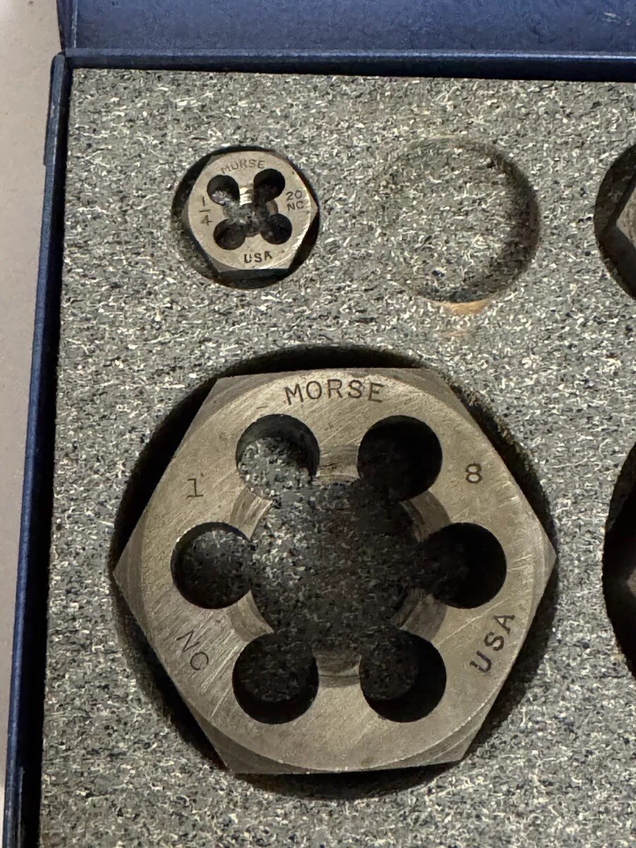 Hex Die Rethreading Carbon Steel Morris NC. 1”, 7/8, 3/4, 1/4 7/16, 9/16, 3/8