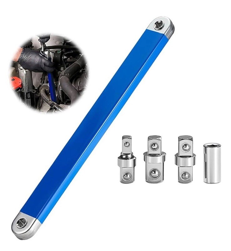 Offset Extension Wrench Set Ratchet Spanner Wrench with 4 Extender Adapter New