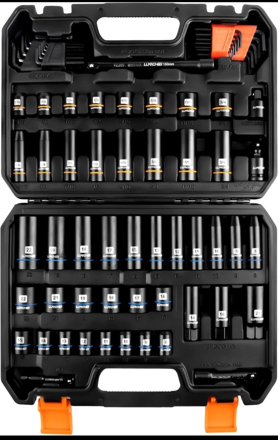 LLNDEI 3/8 Inch Drive 12 Point Socket Set 71 Piece SAE(5/16-3/4IN) Socket Set US