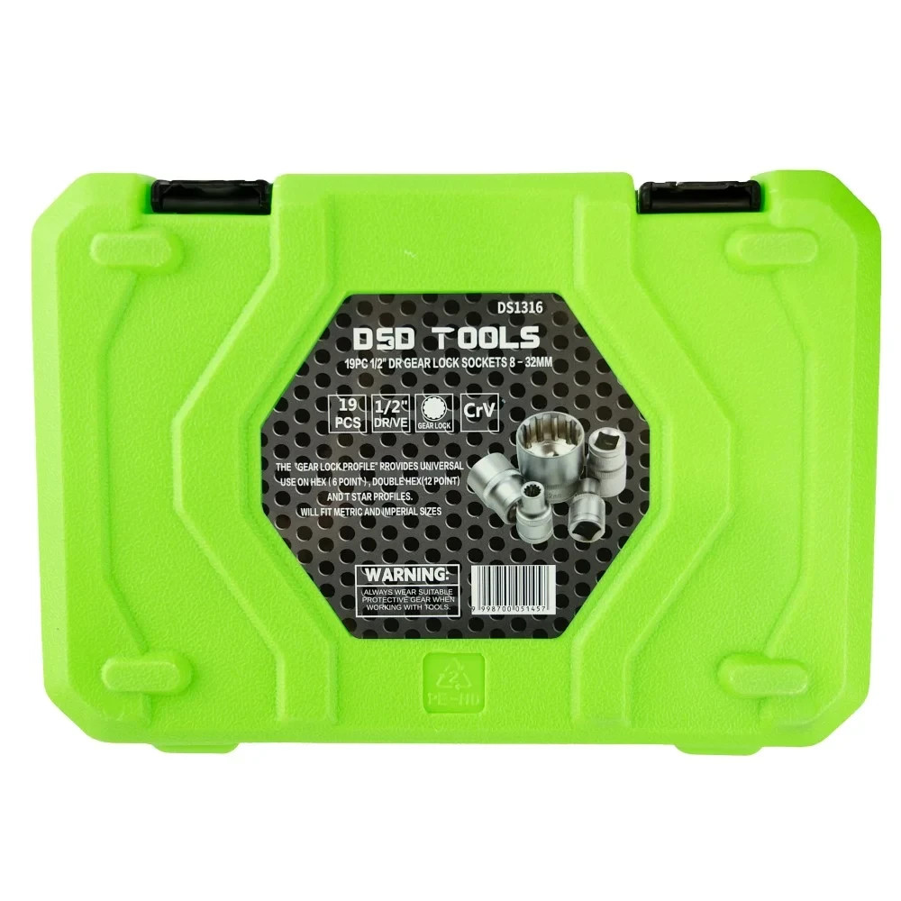 Tool Kingdom 19 Piece 1/2″ Dr Gear Lock Sockets 8 – 32mm
