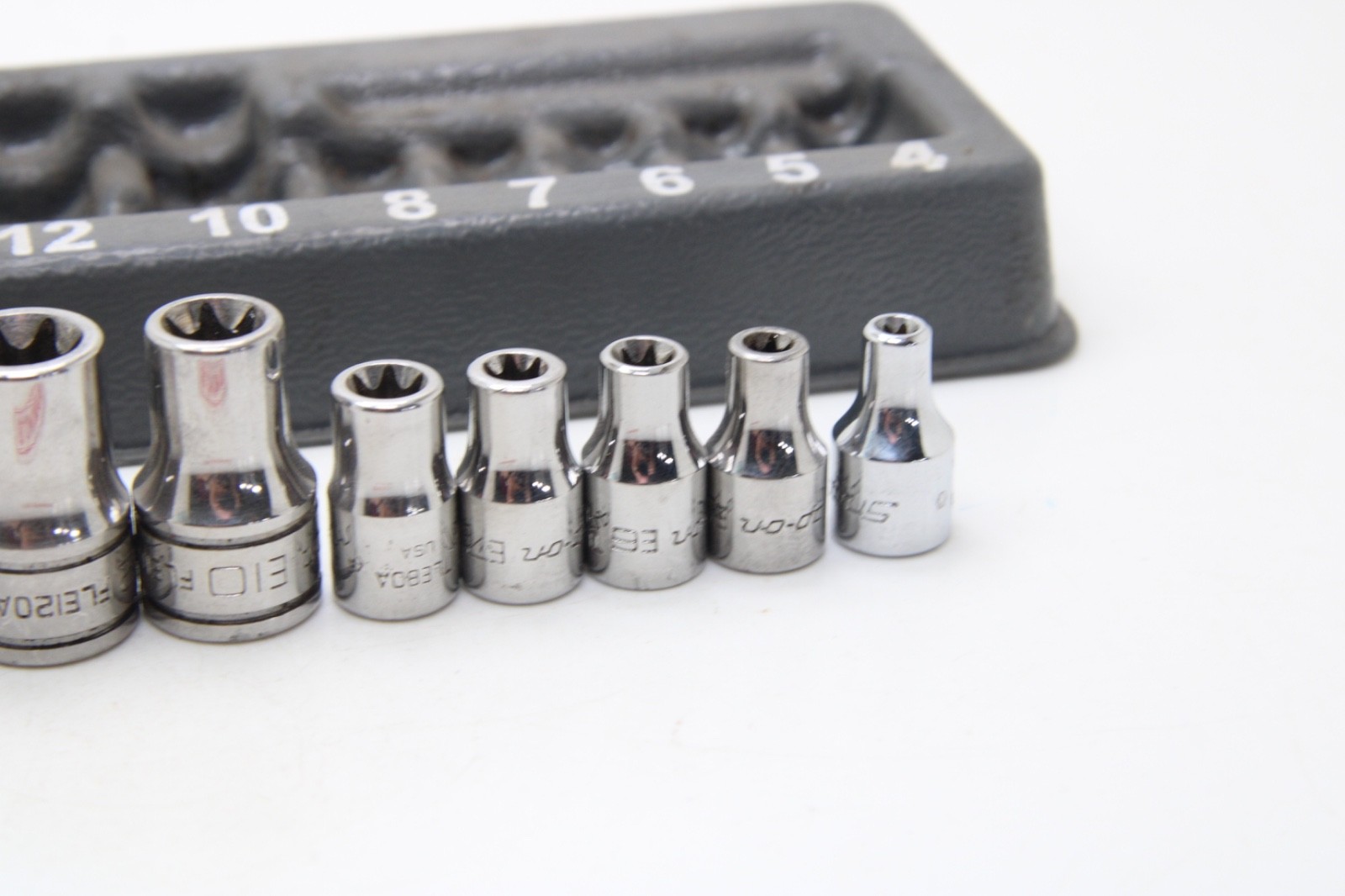 Snap-on FLE/TLE 10 Piece 1/4″ 3/8″ Drive Inverse Torx Socket Set Chrome USA