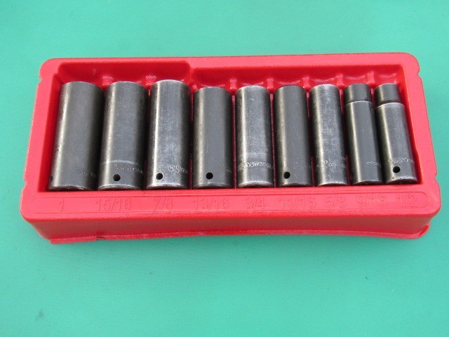 SNAP ON 309SIMY 1/2″ TO 1″ 1/2″ DRIVE SAE 6 PT DEEP IMPACT 9 PC SOCKET SET SIM