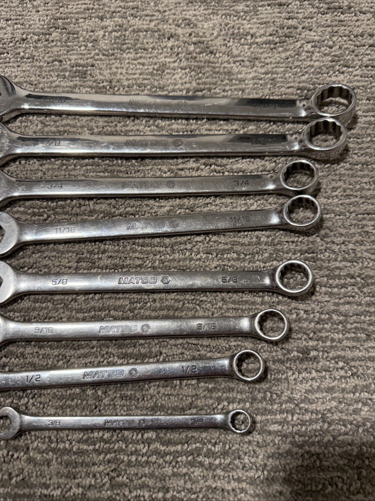 Matco Tools 8 Pc SAE Standard Handle 12Pt Combination Wrench Set (3/8″ – 15/16″)