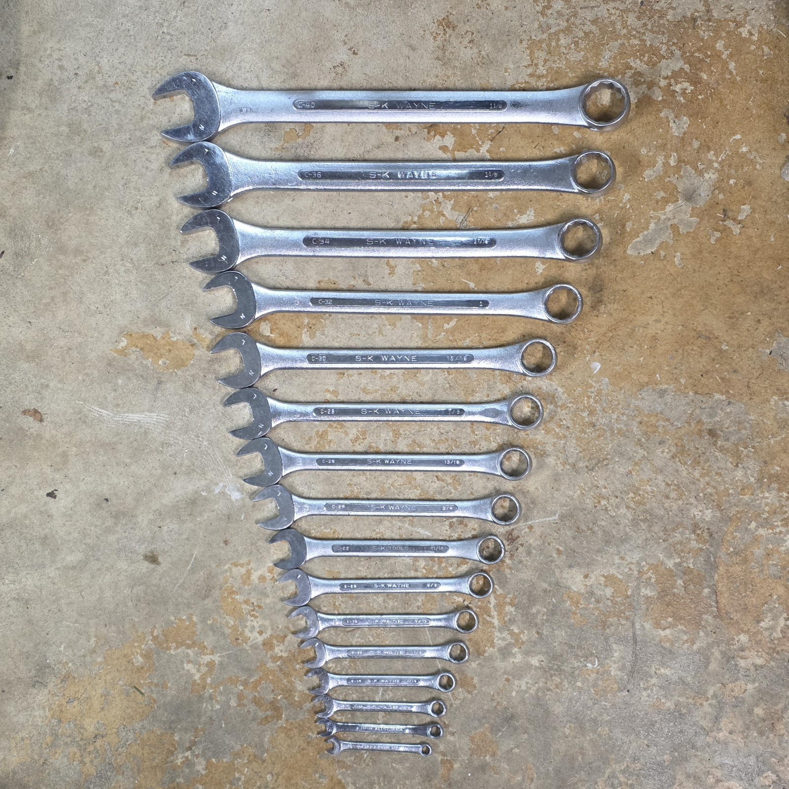 SK Wayne SAE 16pc Combination Wrench Set 12/6pt 1/4, 5/16, 3/8 – 1-1/4″ USA READ