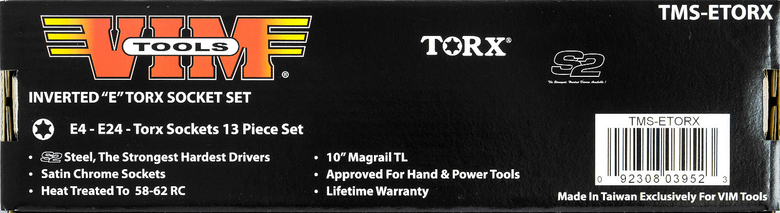 External Torx Socket Set – 13 Piece E4 – E24 – VIM TMS-ETORX – Inverted
