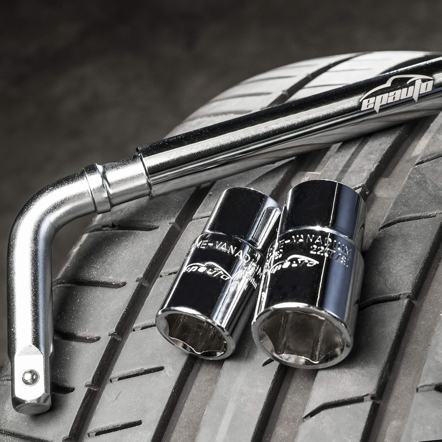 EPAuto Telescoping Lug Wrench with 4 CR-V Sockets (17/19, 21/22mm)