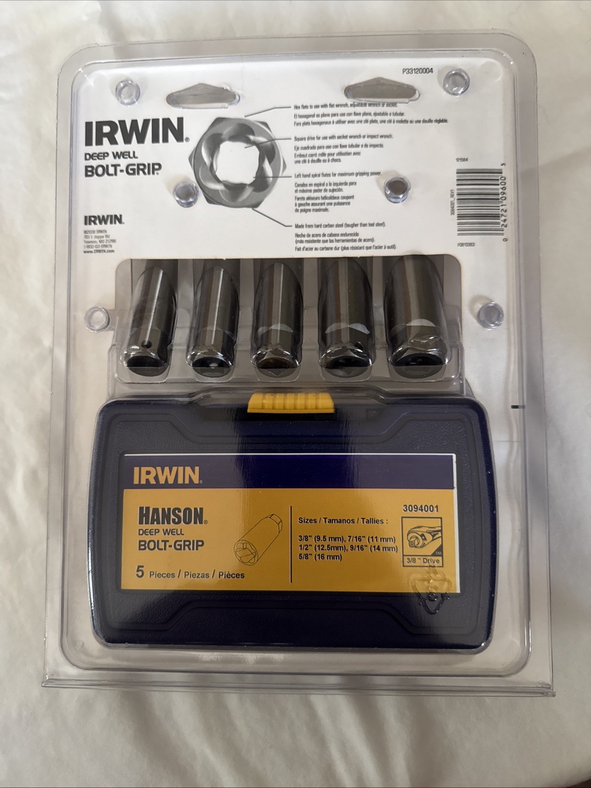 Irwin 3094001 Bolt Grip Damaged Screw and Bolt Deep Well Socket Extractor Set
