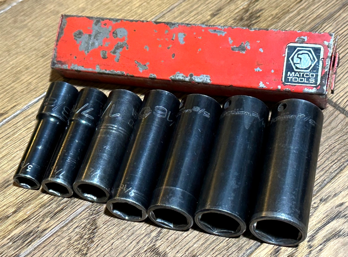 MATCO Tools 3/8” – 3/4″ DEEP Well 3/8″ DR IMPACT Socket Set Lot SAE 6-Point Tray