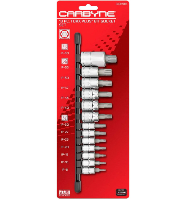 Torx Plus (aka 6 Lobe) Bit Socket Set – 13 Piece, TP-8/IP-8 to TP-60/IP-60