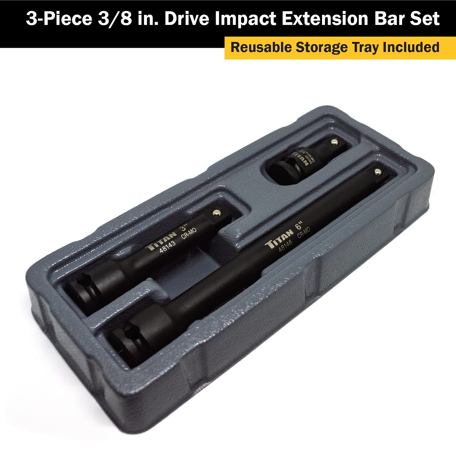 Titan Tools 3 pc. 3/8 in. Drive Impact Extension Bar Set (48140)