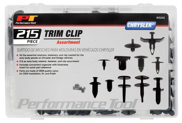 PERFORMANCE TOOL 215PC CHRYSLER TRIM CLIP ASST. WILW5242