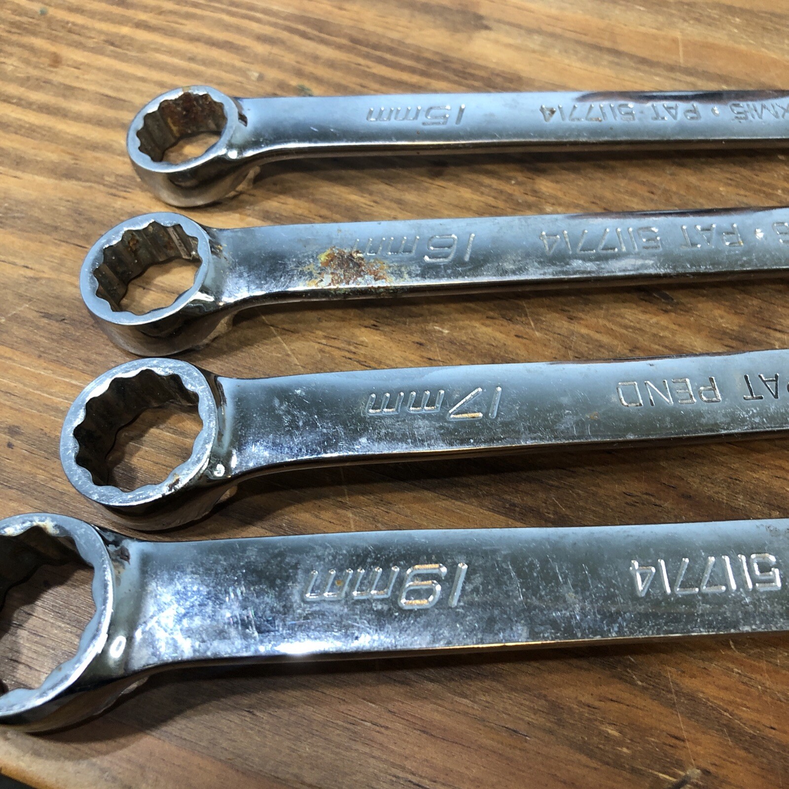 Snap-on SOEXM 15-17, 19 Flank drive Plus 12 Point Combo Wrench Set 4pc Metric