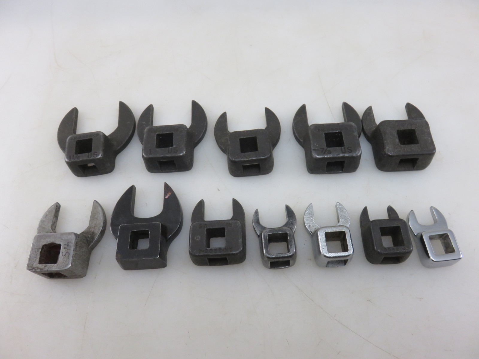 Snap-On Mixed Set Crowfoot Wrench Set 12pc Set 3/8″Dr. 3/8″-1-1/8″ Vintage USA